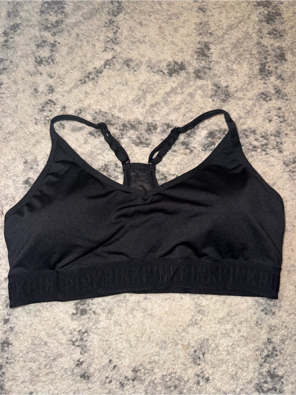 PINK Victoria's Secret Black Seamless Racerback Sports Bralette